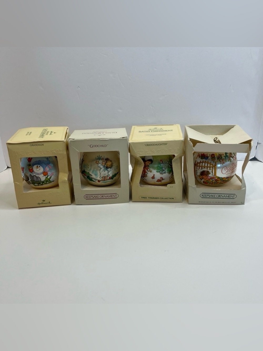 VINTAGE 80’s Hallmark Keepsake Satin ball Christmas Ornaments lot
